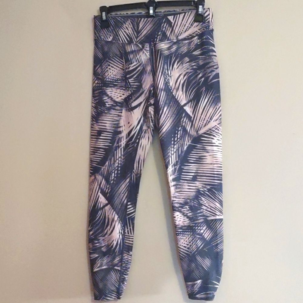 Calvin Klein Women's Sz S Blush Navy Palm Tropical Capri jogger waistband pocket